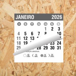 Bloco de Calendário 2026 Papel Offset 63g 8x8cm (postal) 1x0 (Preto e Branco) Sem Revestimento Blocado 