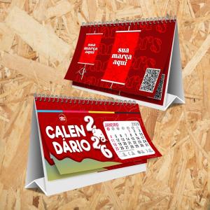 Calendário de Mesa - 19,8cm x 10,0cm 6x Folhas (12 páginas) - Couche 115gr 19,8cm x 10,0cm 4X4 - Colorido Frente e Verso Sem Revestimento Wire-o - Corte Reto Base Padrão - Sem Impressão