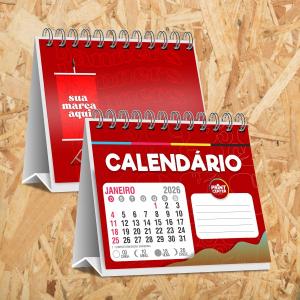 Calendário de Mesa - 14,8cm x 12,0cm 6x Folhas (12 páginas) - Couche 115gr 14,8cm x 12,0cm 4X4 - Colorido Frente e Verso Sem Revestimento Wire-o - Corte Reto Base Padrão - Sem Impressão