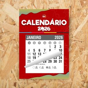 Calendário de Parede Folhinha Comercial Triplex 250gr A4 - (21cm x 30cm) 4X0 - Colorido Frente Sem Revestimento Corte Reto - Furo Central Superior 7mm Bloco 15x15cm com 12 meses