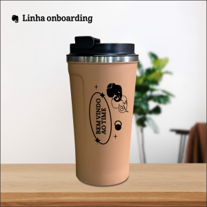 Copo Térmico para Café - Boas Vindas Inox com parede dupla Capacidade: 500ml Personalizado com DTF UV colorido  Tampa Rosqueável Tamanho da personalização 5x8cm