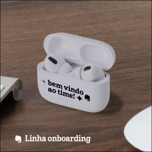 Fone de Ouvido Bluetooth - Boas Vindas em Plástico Branco Tamanho da Personalização 4x1,3cm Personalizado com DTF UV colorido Personalização 1 Face Acompanha USB Lightning 