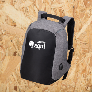 Mochila Anti Furto Personalizada Poliéster Capacidade 29Litros -Medida da Mochila 43,5x38x18c Personalizado com DTF TEXTIL colorido Personalização 1 Face  Tamanho da estampa até 9x9cm