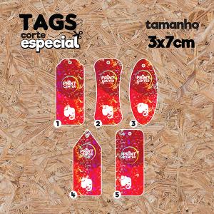 Tag Especial - Holográfico - 3cm x 7cm Couche 300gr 3cm x 7cm 4X0 - Colorido Frente Laminado Corte Especial Sem Extra